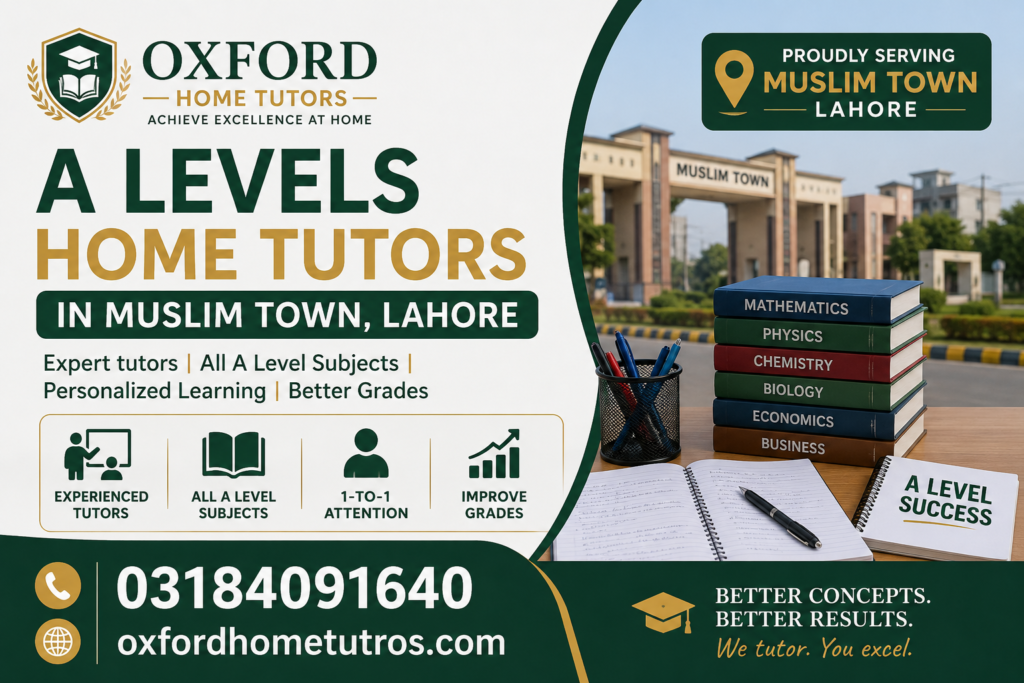 A-Levels Home Tutors in Muslim Town Lahore providing Cambridge, Edexcel, AQA and IB home tuition services