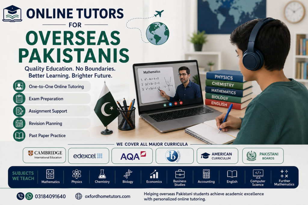 Online Tutors for Overseas Pakistanis for Cambridge and international curricula