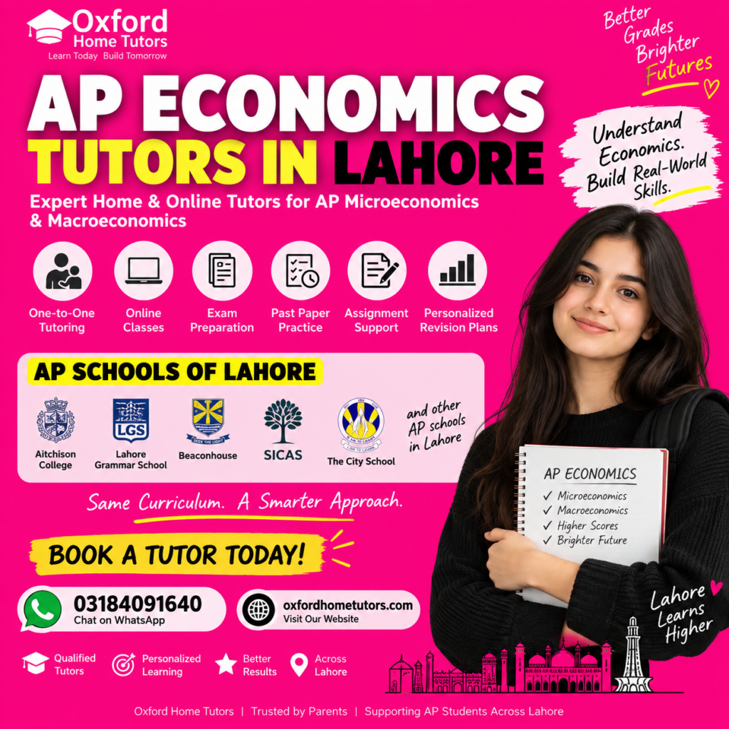 AP Economics tutors in Lahore offering expert home and online tutoring for AP Microeconomics and Macroeconomics