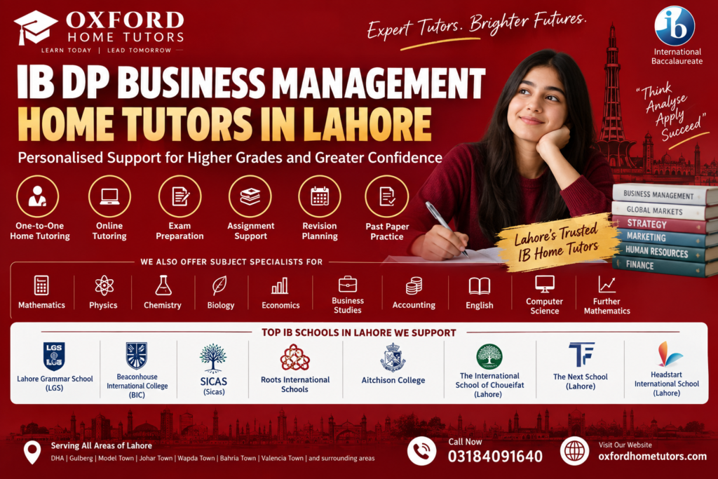 IB DP Business Management home tutors in Lahore