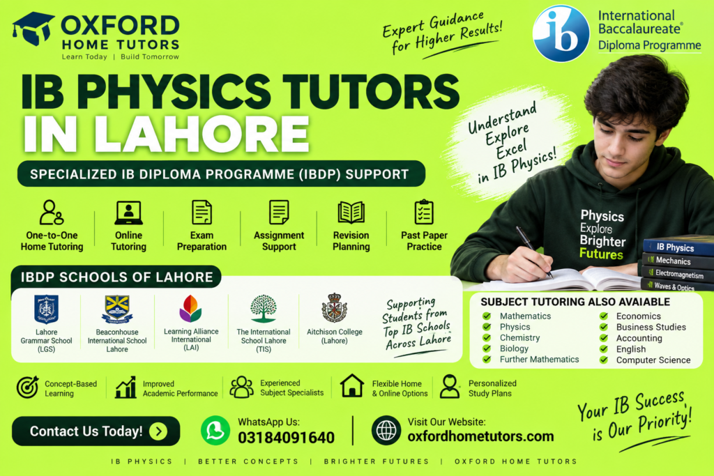 IB Physics tutors in Lahore providing IBDP tutoring for students at IB schools in Lahore