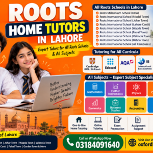 Roots Home Tutors in Lahore for Roots International School students, offering Mathematics, Physics, Chemistry, Biology, English, Economics, Accounting, Business Studies, Computer Science and Further Mathematics tutoring