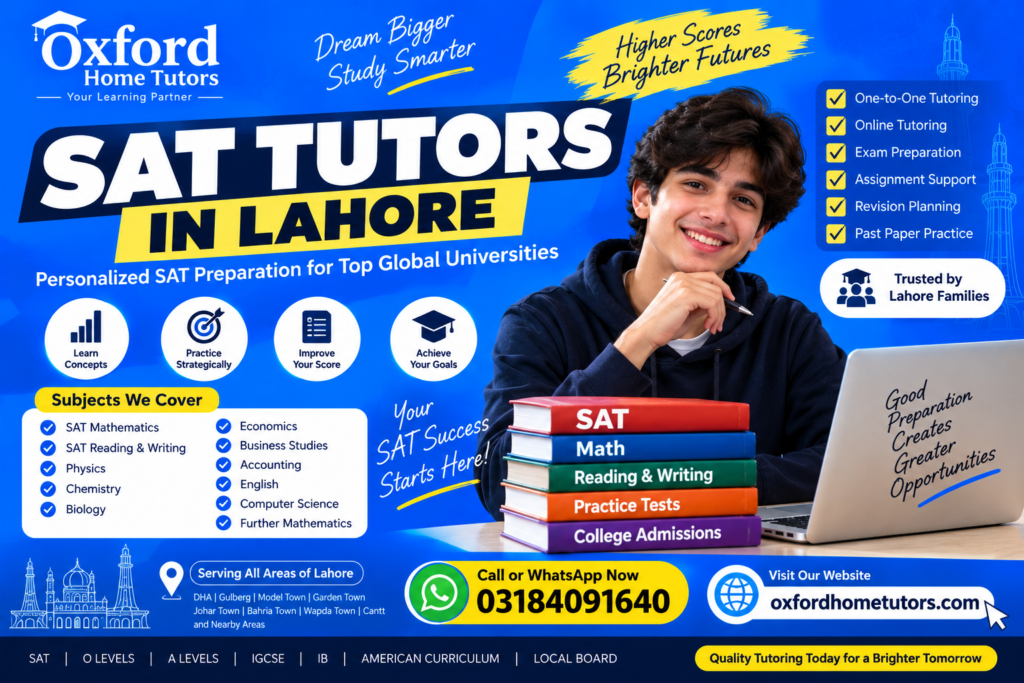 SAT tutors in Lahore for home and online SAT preparation