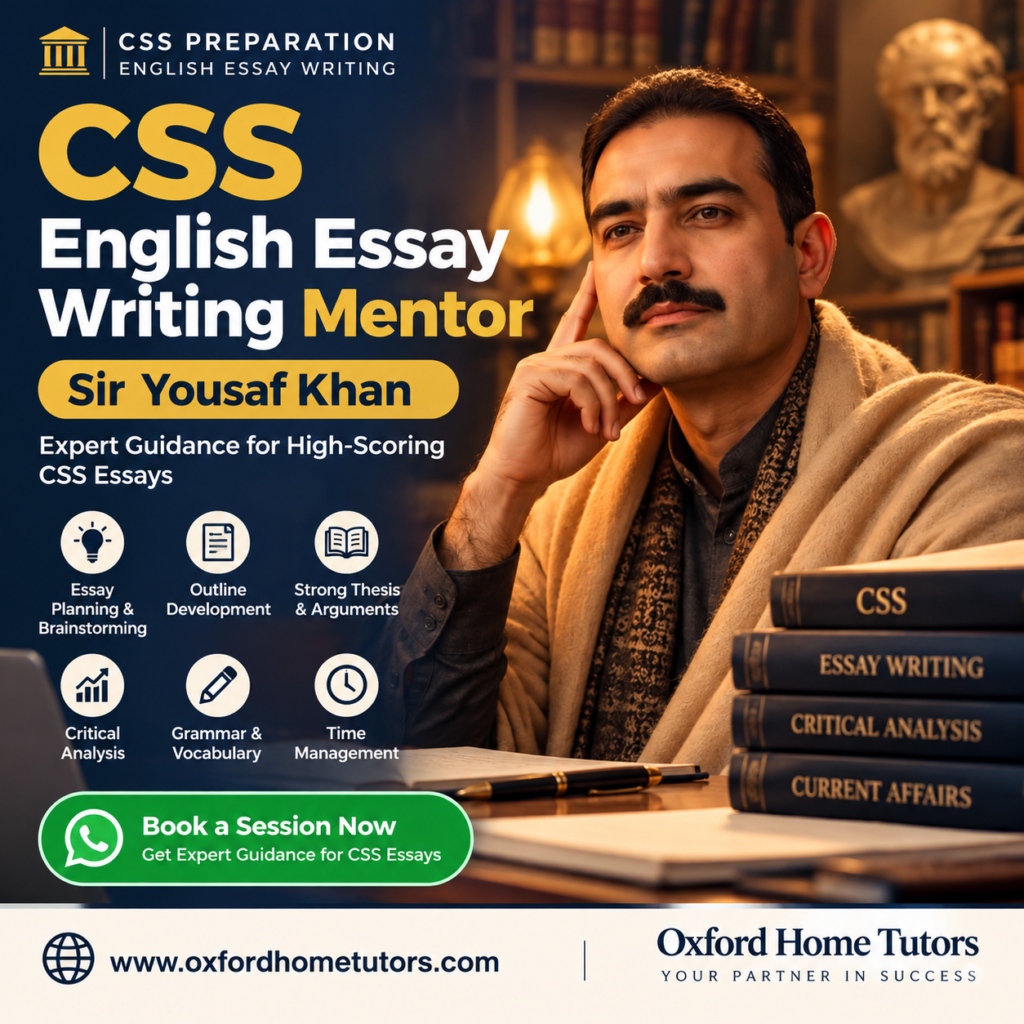CSS English Essay Writing Tutor Sir Yousaf Khan teaching students in a classroom in Lahore