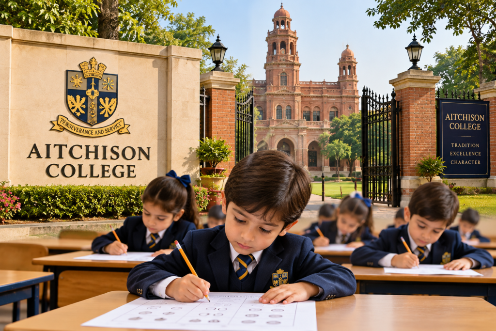 Children preparing for the Aitchison College K2 admission test